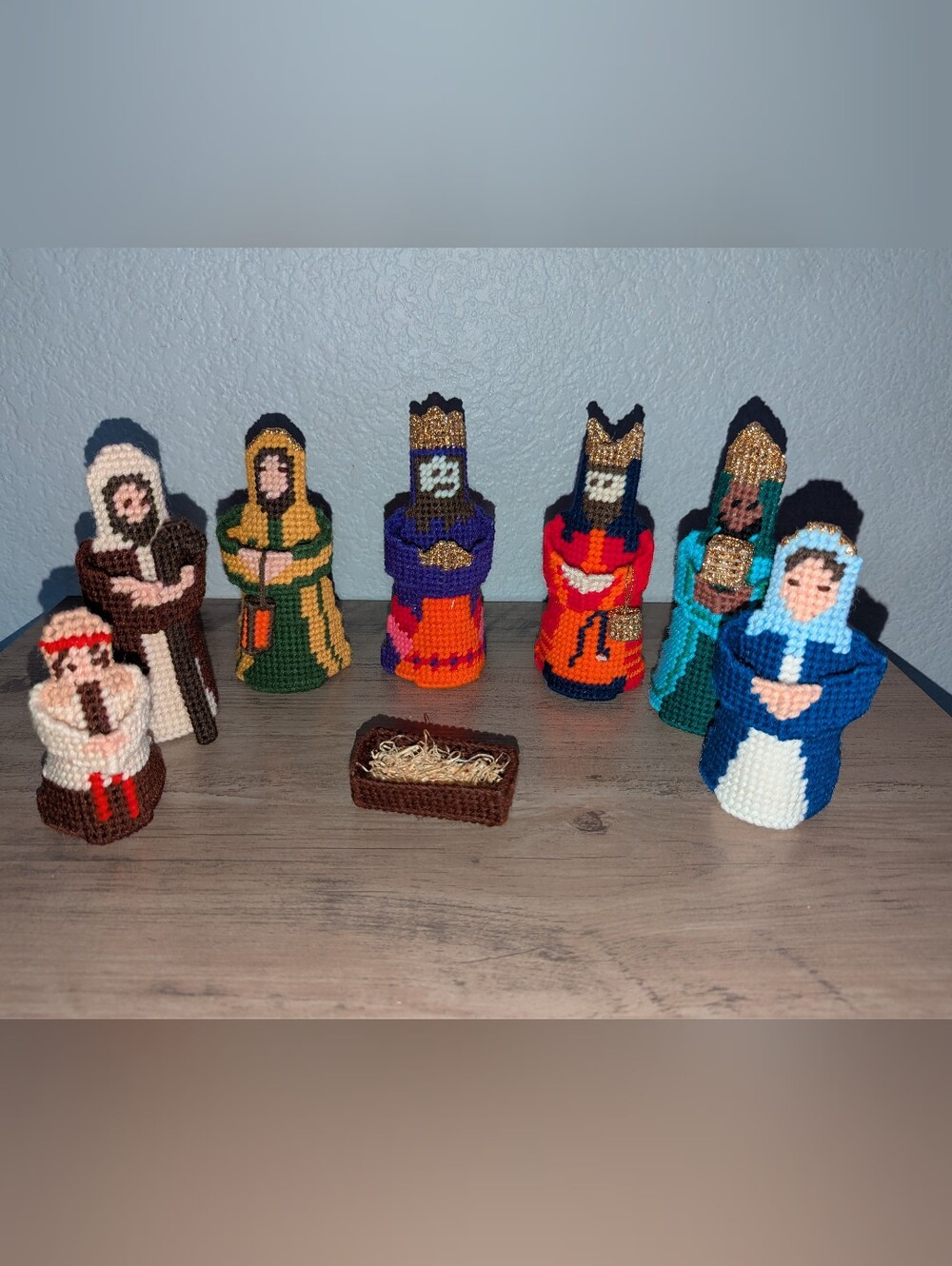 Vintage Plastic Canvas Nativity Figures Lot - Incomplete 8pc Set